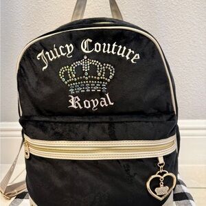 Juicy Couture Black Backpack with Crown Embellishment